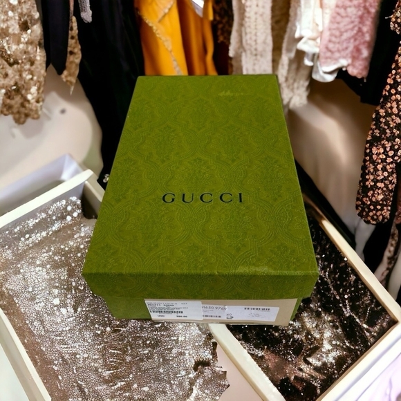 Authentic Empty GUCCI BOX Rectangular Green Damask Print Women Shoes Gift Box - Picture 5 of 8